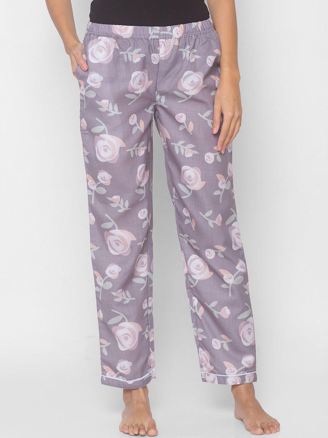 noira women floral printed mid-rise cotton lounge pants