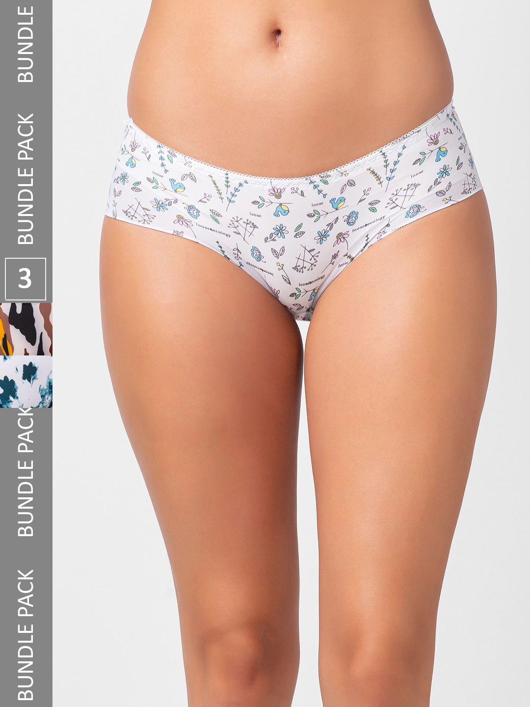 noira women pack of 3 assorted printed seamless hipster briefs