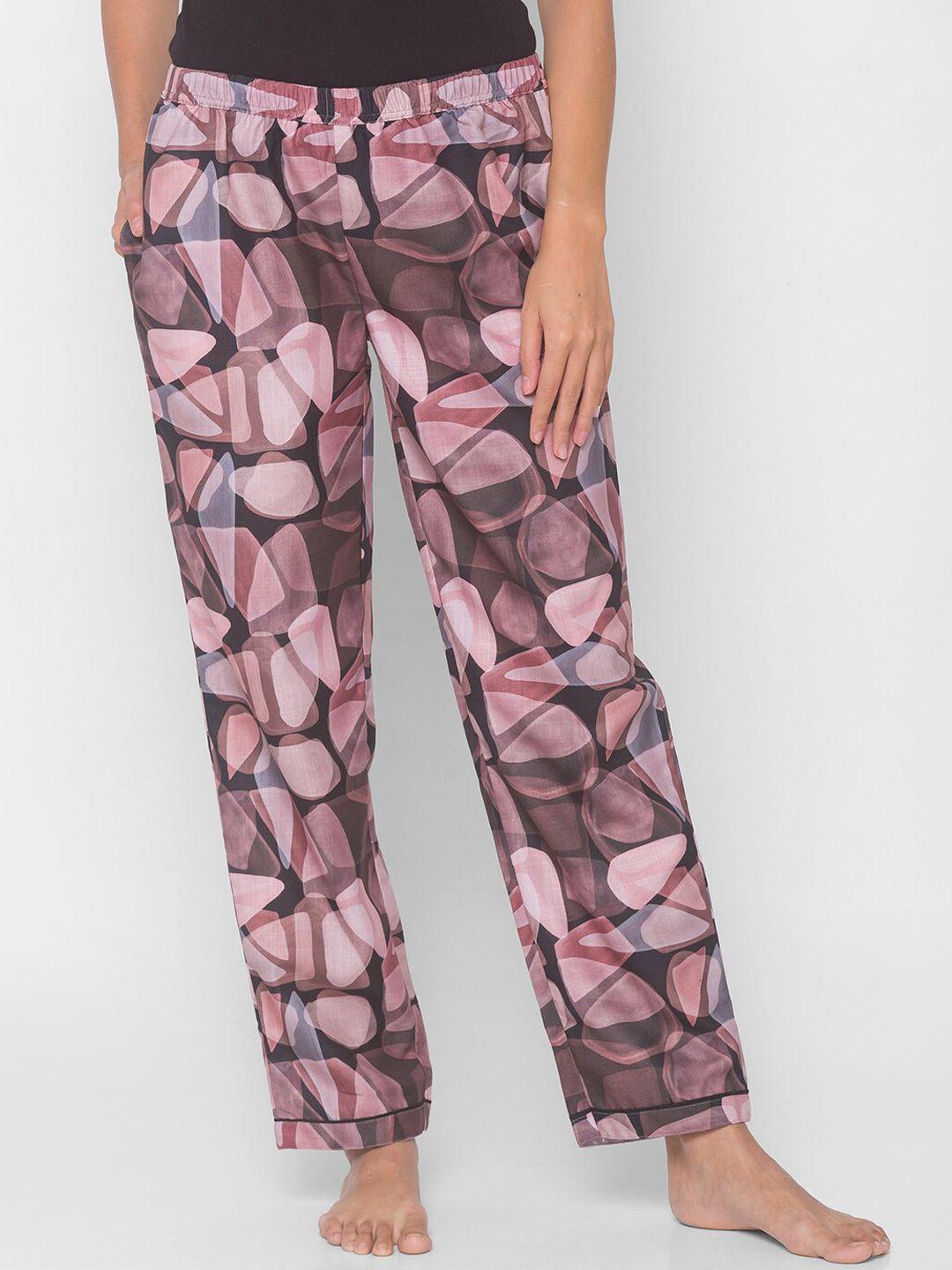 noira women printed mid-rise cotton lounge pants