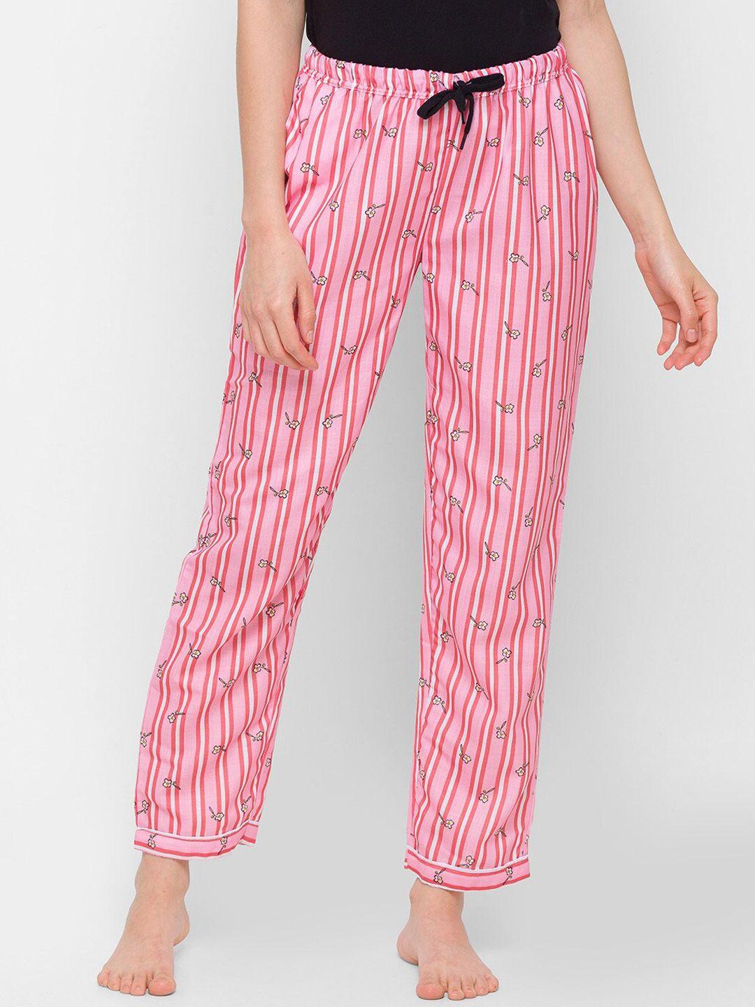 noira women striped mid-rise cotton lounge pants