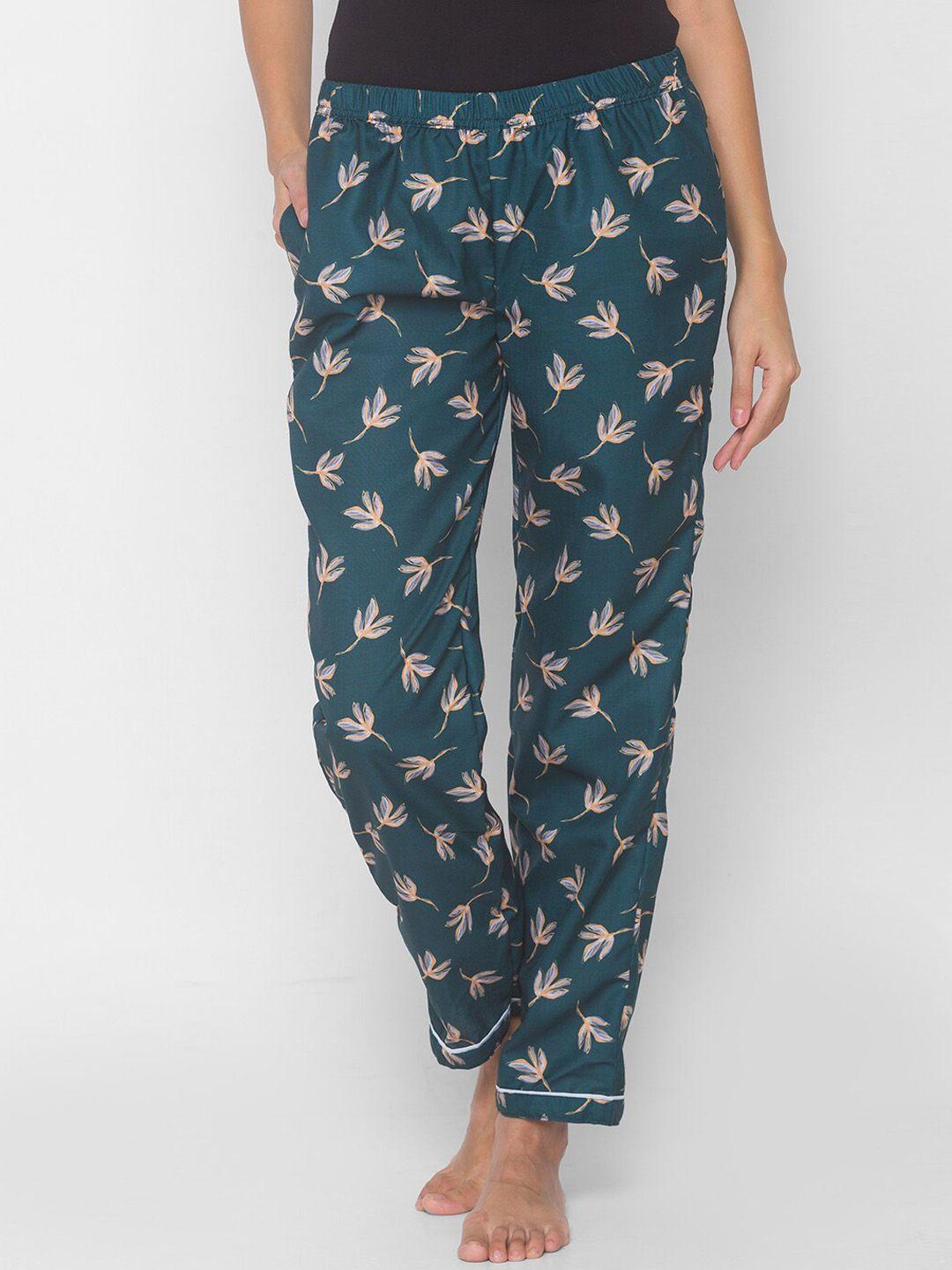 noira women teal green printed lounge pants