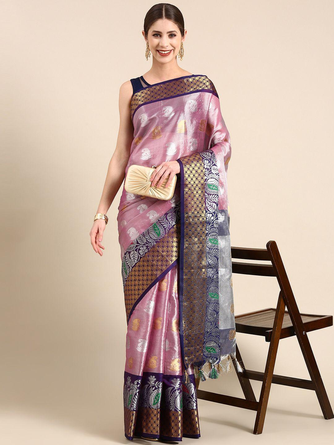 noise ethnic motifs woven design zari tissue banarasi saree