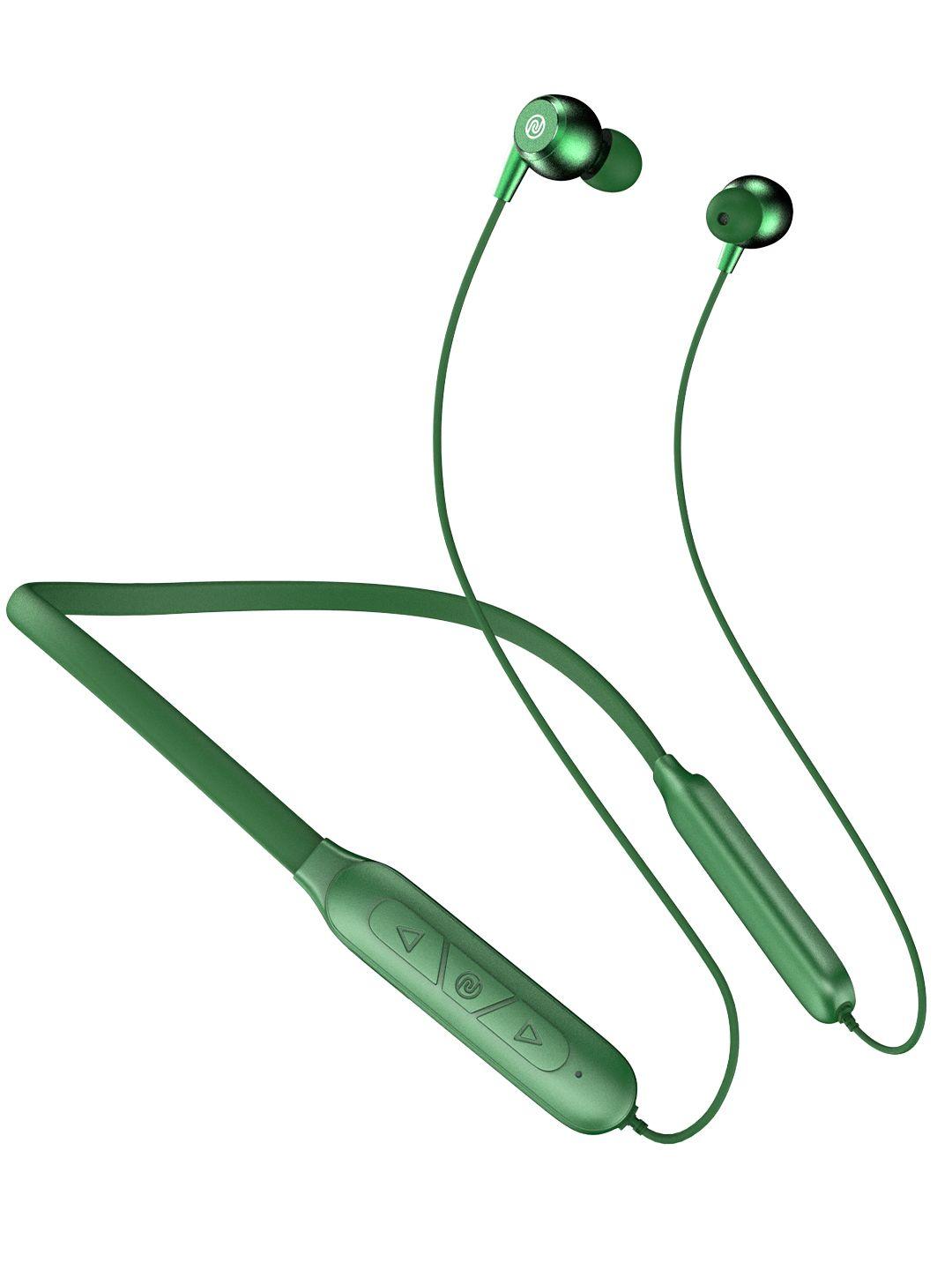 noise nerve bluetooth wireless neckband earphones with mic - forest green