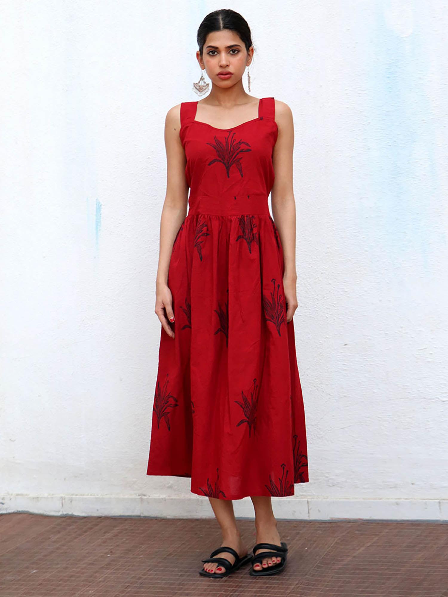 nomad isra block printed cotton dress