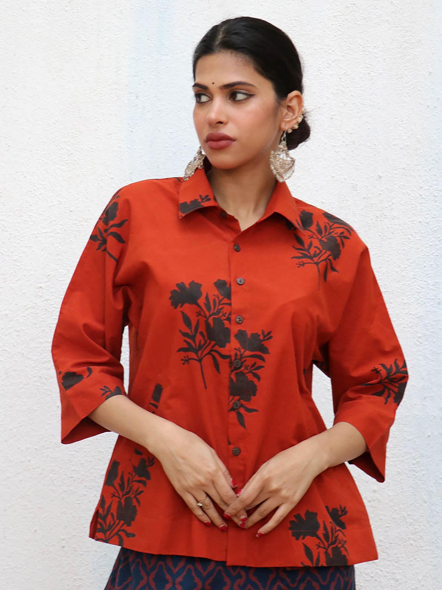 nomad zairah block printed cotton shirt