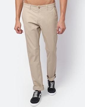 non stretch straight fit trousers