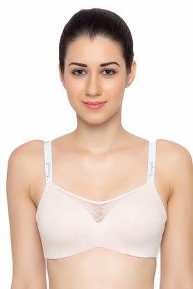non wired fixed strap lightly padded womens t-shirt bra - light taupe