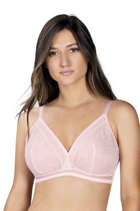 non wired fixed straps non padded women's bralette - lavender