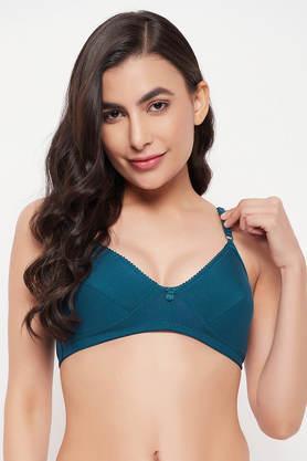 non-padded non-wired demi cup bra in teal green - cotton - teal