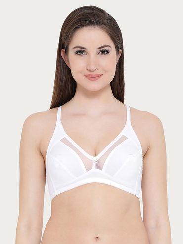non-padded non-wired full coverage bra in white cotton