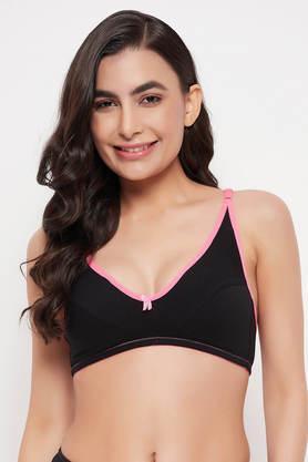 non-padded non-wired full cup bra in black - cotton - black