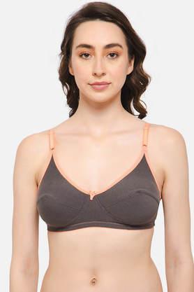 non-padded non-wired full cup bra in dark grey - cotton - grey