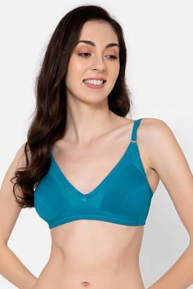 non-padded non-wired full cup bra in sky blue - cotton - blue