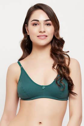 non-padded non-wired full figure bra in teal green - cotton - green