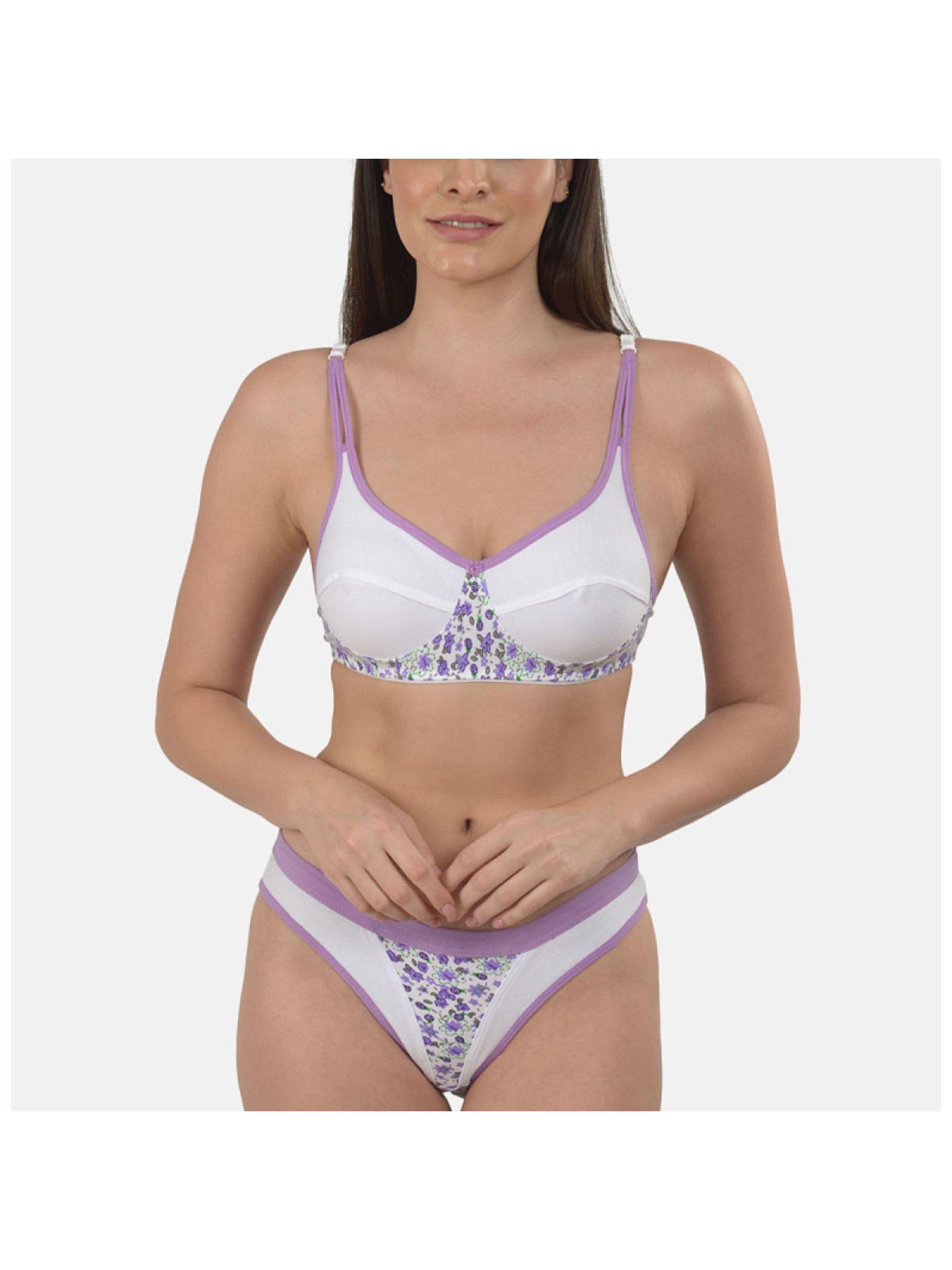 non padded,non wired lingerie set - purple