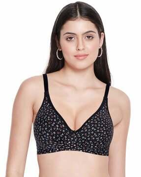 non-padded bra with hook & eye closure