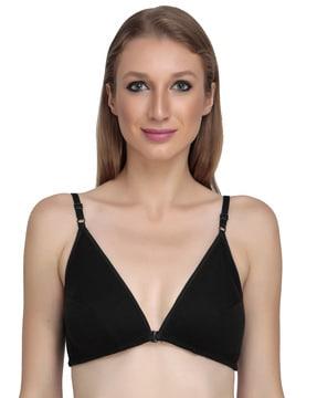 non-padded cotton bra with front closure