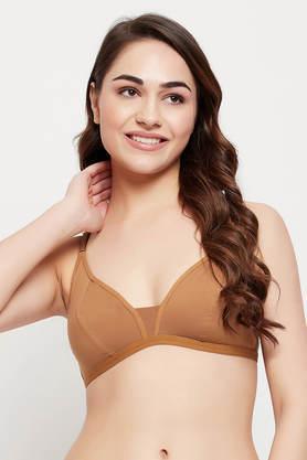 non-padded non-wired demi cup bra in nude colour - cotton - natural