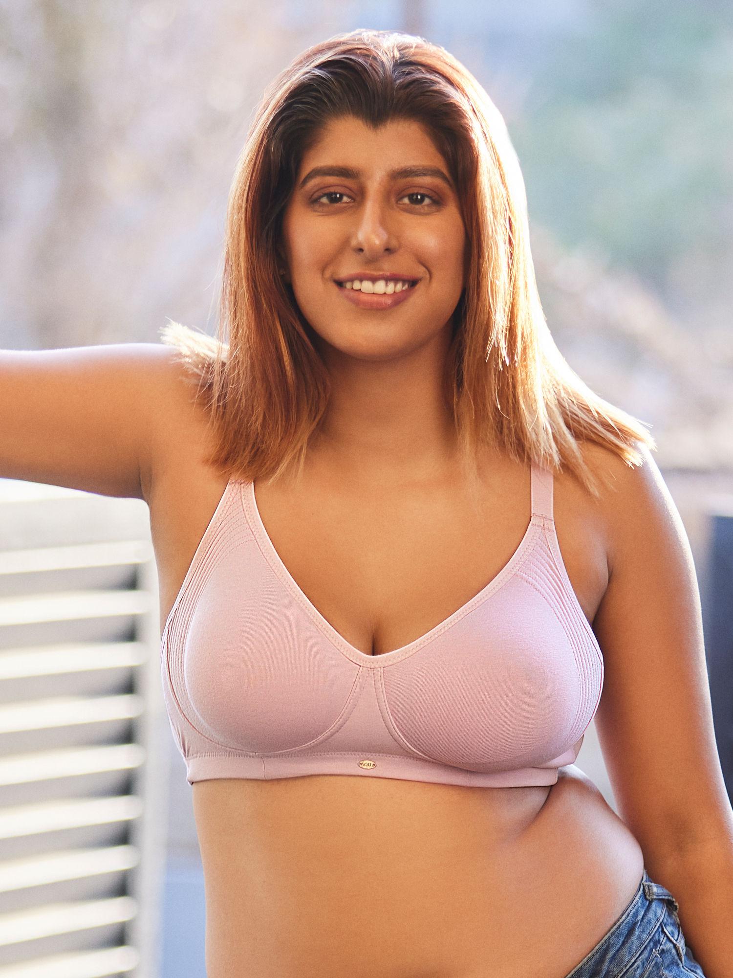 non padded non wired full coverage cotton spandex encircled t-shirt bra-lilac