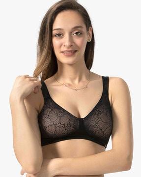 non-padded non-wired full coverage sheer lace minimiser bra  - bra71901