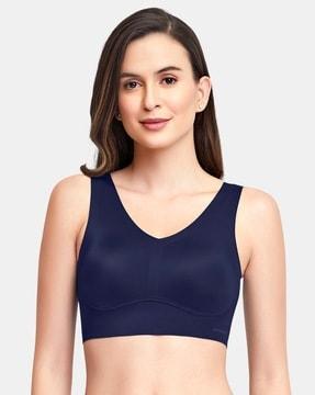 non-padded non-wired full coverage skins v-neck cami bra  - bra83401