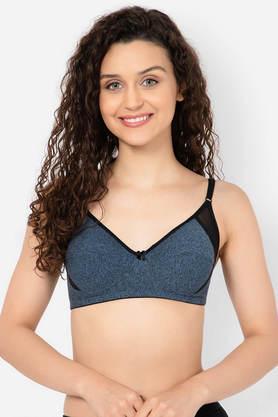 non-padded non-wired full cup bra in dark grey melange - cotton - grey