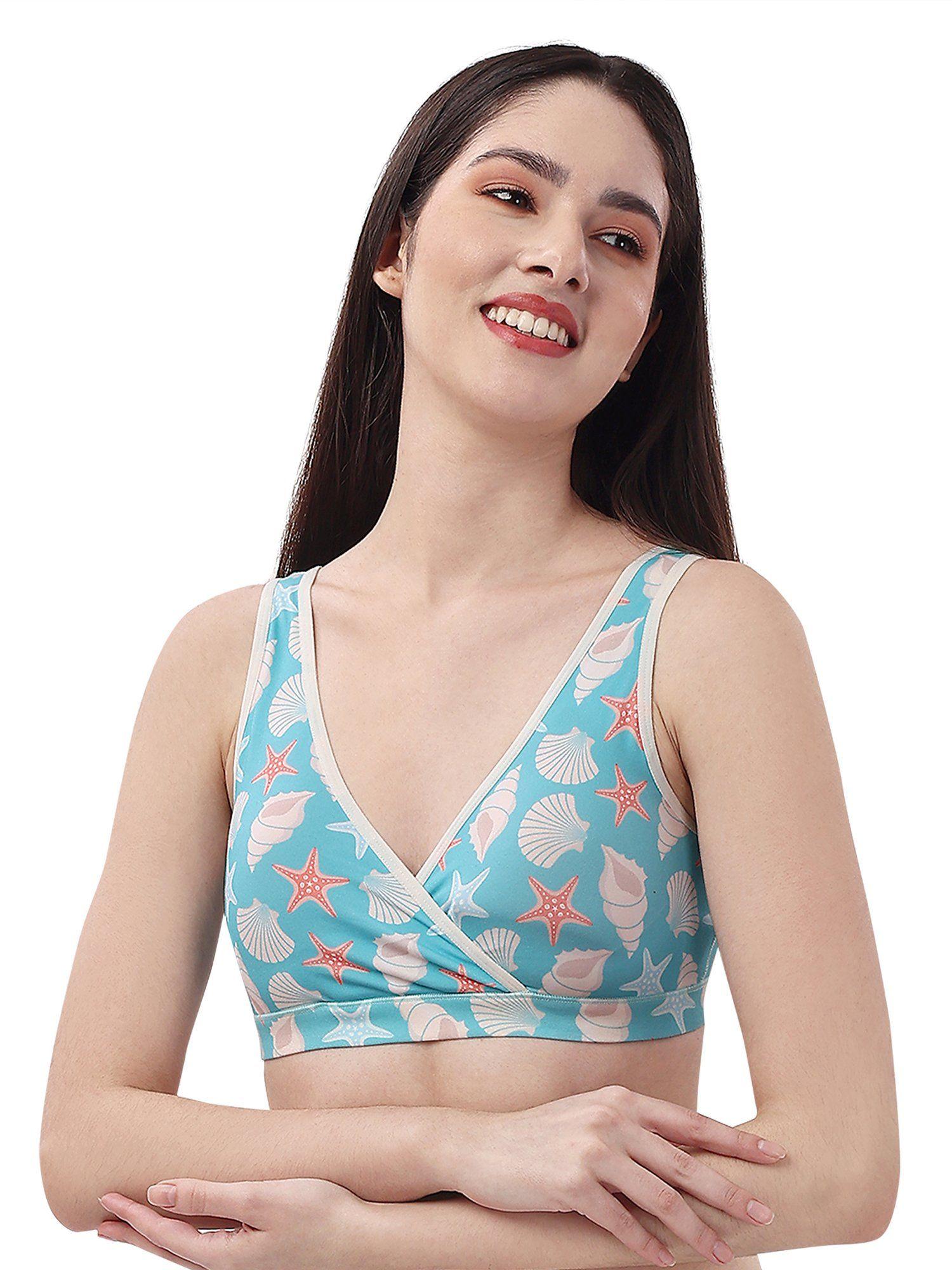 non padded non wired lounge bra with removable cups-multi-color