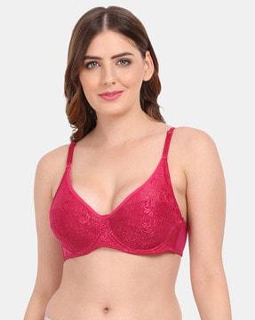 non-padded push-up bra with lace panel