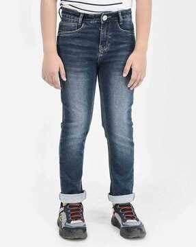 non-stretchable slim-fit jeans