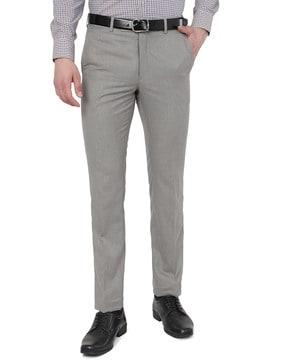 non-stretchable slim fit trousers
