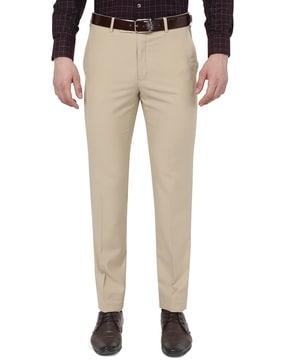 non-stretchable slim fit trousers