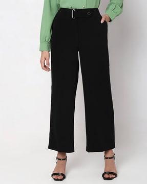 non-stretchable straight fit trousers