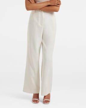 non-stretchable tapered fit pleat-front pants