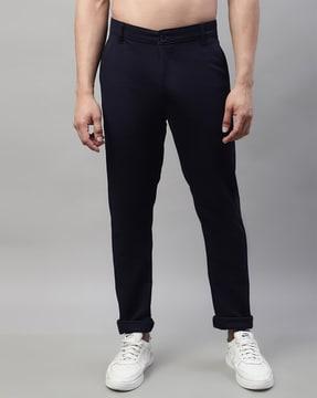 non-stretchable tapered fit trousers