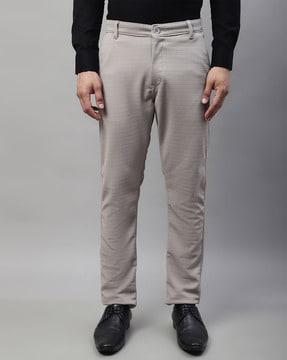 non-stretchable tapered fit trousers