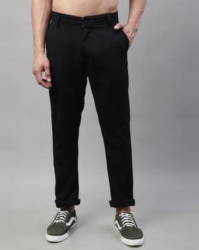 non-stretchable tapered-fit trousers