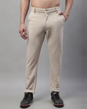 non-stretchable tapered fit trousers