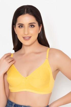 non-wired regular strap non-padded women's everyday bra - yellow