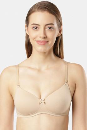 non-wired removable lightly padded women's bra - natural