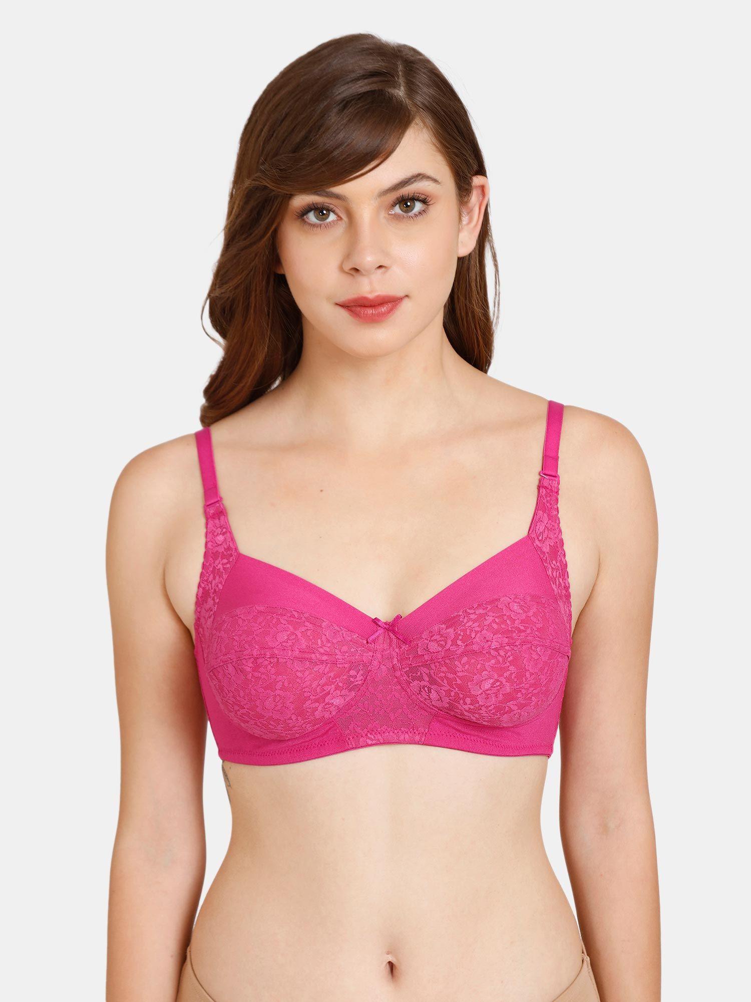 non-wired 3-4th coverage lace bra - festival fuchsia