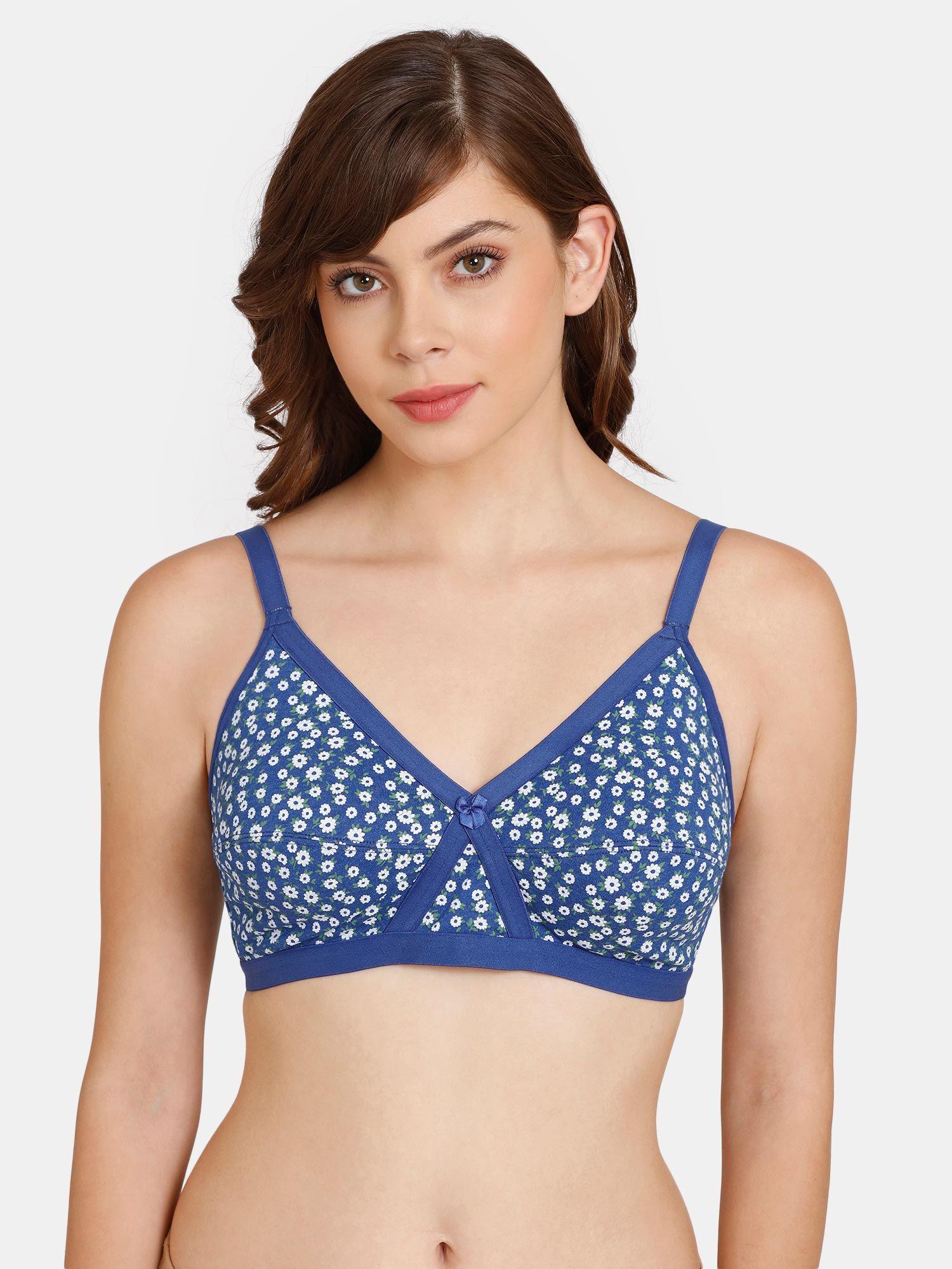 non-wired 3-4th coverage supper support bra - blue daisy pt