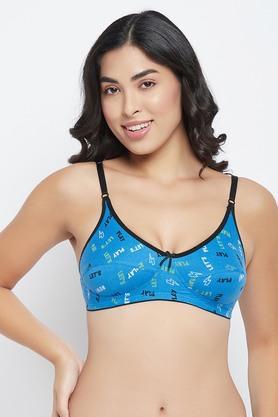 non-wired adjustable strap non-padded women's everyday bra - blue