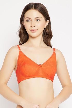 non-wired adjustable strap non-padded women's everyday bra - orange