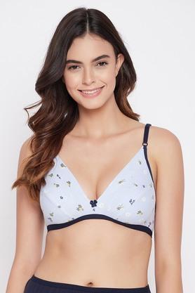 non-wired adjustable strap non-padded womens everyday bra - blue