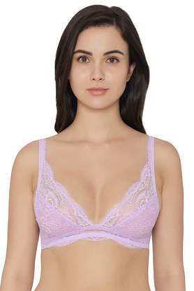 non-wired fixed strap non-padded women's lace bra - orchid