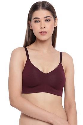 non-wired fixed strap non padded womens every day bra - grape