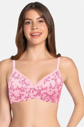 non-wired fixed strap padded women's everyday bra - plum