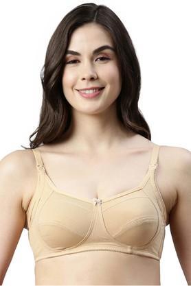 non-wired fixed strap padded women's maternity bra - buff