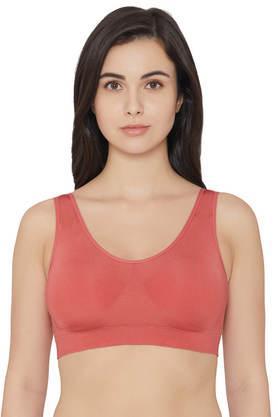 non-wired fixed strap padded women's t-shirt bra - rose