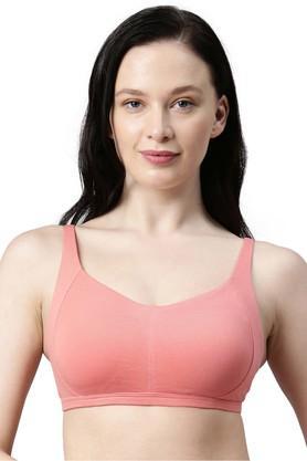 non-wired fixed strap padded womens every day bra - pale pink
